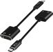 Merkloos USB Type C audio- en oplaadadapter naar USB-C en 3,5 mm Female jack Zwart
