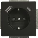 Busch-Jaeger Future Linear contactdoos - 1voudig - randaarde - USB A/C - zwart