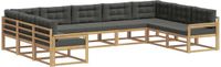 vidaXL Hoek loungeset 9 zitplaatsen acacia hout wit en antracietkleurig
