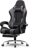 GTPLAYER Gamingstoel 135° verstelbaar, ergonomisch, met uitschuifbare voetsteun - Grijs stof
