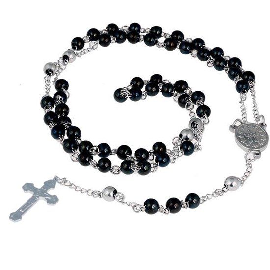 LGT JWLS LGT Jewels Rozenkrans Edelstaal Kralen Zwart