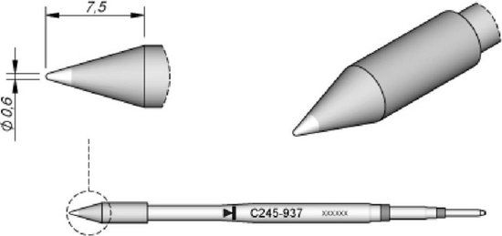 JBC Tools C245937 Soldeerpunt Ronde vorm, Recht 0.6 mm