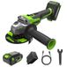 Greenworks 24V Draadloze Haakse Slijper, 125mm Schijf, 9000RPM, 900W, Borstelloze Motor, Geschikt voor Linkshandigen of Rechtshandigen, MET 4Ah USB Batterij en 65W Lader AG590