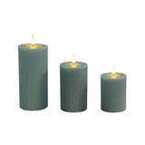 Relaxdays LED-kaarsen, set van 3, verschillende maten, flakkerende vlam, vlamloos, echt was, groeven, kaki