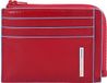 Piquadro Porte-cartes en cuir Blue Square Zipper Coin Pouch RFID Rosso Rouge Bleu