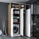 Roomart DORA-II Wasmachine Ombouwkast 115x230 cm met Opzetkast - Wit Eiken