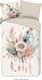 Good Morning dekbedovertrek bloemen en veren - 1 persoons 140x200/220 cm - Ecru - 100% Katoen renforcé
