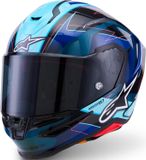 Alpinestars Casque S-R7 Kinetis Noir Bleu Rose Fl Blanc Brillant, Taille: XXL