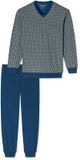 SCHIESSER - Pyjama lang - Heren - Gestipt - Lange mouw - Oceaanblauw - 100% Katoen