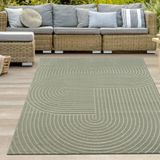 Teppich-Traum Modern vloerkleed voor binnen en buiten | Boogpatroon in groen, afmetingen: 160 x 220 cm
