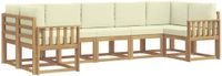 vidaXL - Hoek loungeset - 7 zitplaatsen - Wit en crèmekleurig - Acacia hout