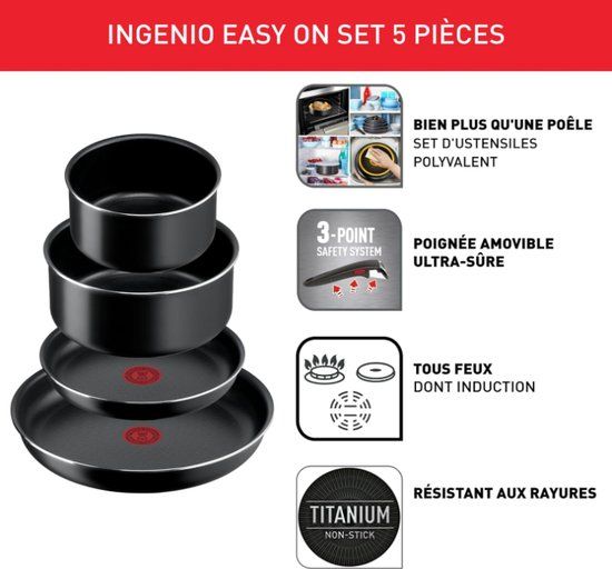 Tefal Ingenio L1599502 Pannenset - 5-delig - Zwart