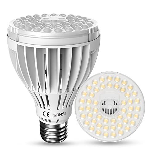 SANSI 24W LED-plantlamp Volledig spectrum E27 Wit 300W equivalente LED-kweeklamp voor kamerplanten Groeilicht met hoge PPFD 4000K daglicht Plantverlichting voor zaaien en vruchtvorming