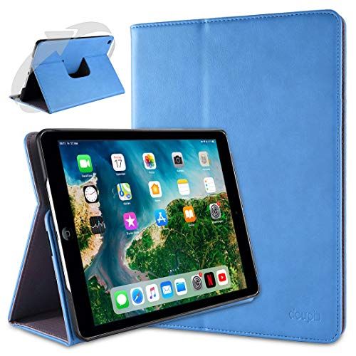 doupi Deluxe iPad Air (1e generatie) Smart Case Sleep/Wake functie 360 graden draaibare beschermhoes Stand Cover tas, blauw