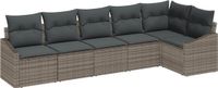 vidaXL Banc de jardin 6 pièces poly rotin gris