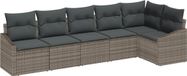 vidaXL Banc de jardin 6 pièces poly rotin gris