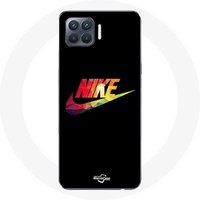 Maniacase Hoesje voor Oppo A93 5G Nike Logo Kleur zwarte achtergrond Maniacase