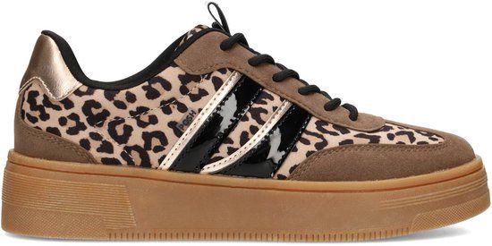 POSH by Poelman LILY Dames Sneakers - Bruin Met Beige