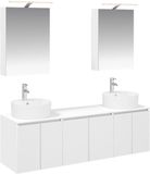 vidaXL - Badkamerkast - set - 5 - st - Wit - Bewerkt - hout