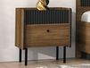 PRESTIGIA Table de chevet 2 tiroirs noir/noix warmia