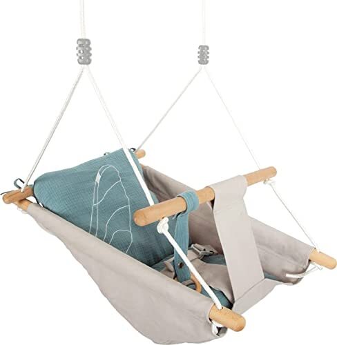 Small Foot Babyschommel Seaside van hout en stof, moderne indoor schommel met riem voor baby's vanaf 12 maanden, 12327 Toys