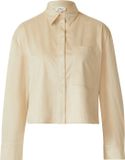 s.Oliver Blouse Lange Mouw Klassieke Kraag Borstzak Effen Licht Zand Polyester Regular Fit Vrouwen
