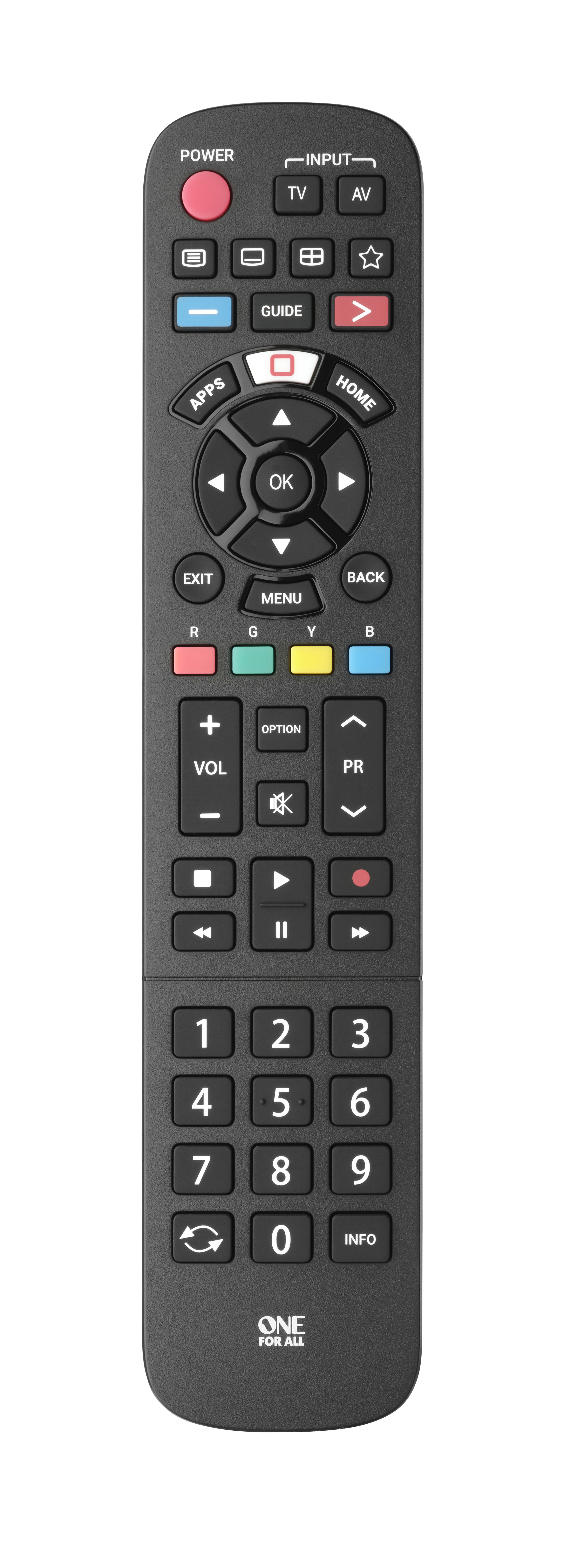 One For All URC4914 Replacement Remote for Panasonic TVs - Black