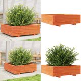 vidaXL Plantenbak 80x80x26,5 cm massief grenenhout wasbruin