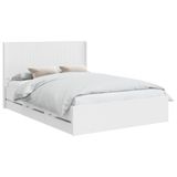 vidaXL Bedframe met opbergruimte en hoofdbord Wit 140 x 190 cm