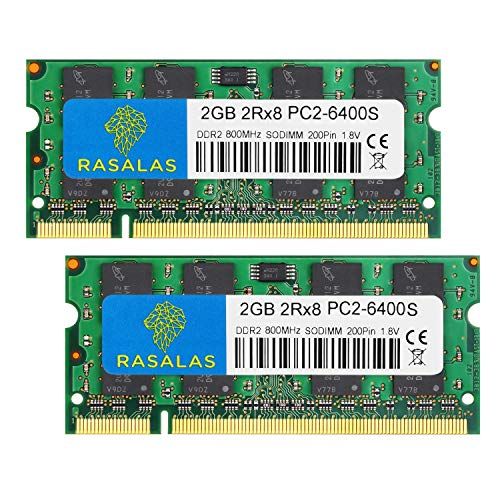 Rasalas DDR2 4GB Kit (2x2GB) PC2-6400 DDR2 800 Sodimm Laptop RAM Memory