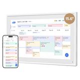 Dragon Touch 15,6 inch digitale kalender, wand, 1920 x 1080 FHD, elektronische wandkalender, familieplanner met 32 GB geheugen en wandhouder, touchscreen, intelligente tafelkalender, wit