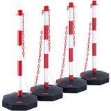 VEVOR Set van 4 kunststof palen met 9,8 m ketting en 8 S-haken - wit