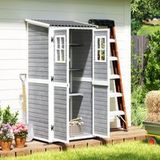 Gris Cabane de jardin en bois avec étagères réglables, double porte avec verrou et fenêtres