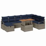 vidaXL Tuinbankenset 9-delig Grijs Polyrattan