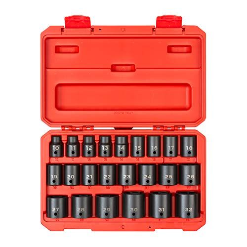 TEKTON 1/2 Inch Drive 6-Point Impact Socket Set - 23 Piece (10-32 mm)