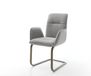 DELIFE Sledestoel Vinja-Flex sledemodel vlak afwerking met titanium zachte stof met structuur grijs