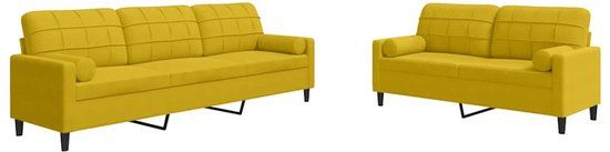 vidaXL Loungeset met kussens en bolsters fluweel geel