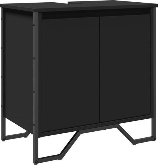 vidaXL Wastafelkast - 60x35x60 cm - Bewerkt hout - Zwart