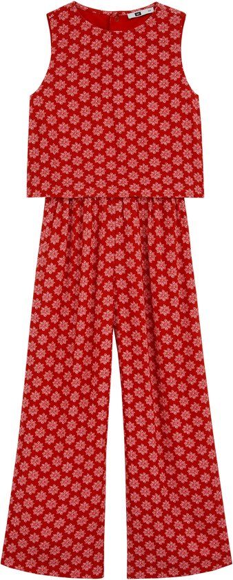 WE Fashion Meisjes jumpsuit met open rug - Rood - Maat 146