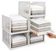 Set van 5 opbergers voor kasten, inklapbaar, stapelbaar, 34x44x17 cm, blanc