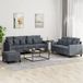 Maison Exclusive ensemble de canapé 3 pièces avec coussins, gris foncé, velours