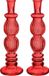 Kandelaar Florence - 2x - koraal rood glas - ribbel - D9 x H28 cm