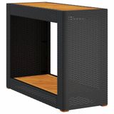 VidaXL Tuinbijzettafel met houten blad, polyrattan, zwart, 100x40x75 cm