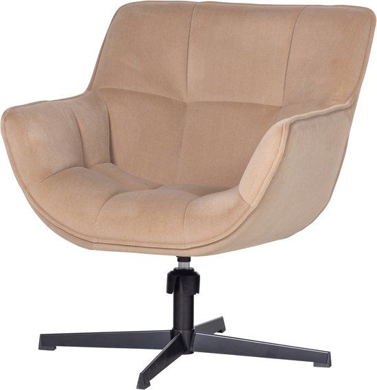 WOOOD Wibo Draaifauteuil - Velvet - Mat Zand
