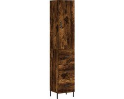 vidaXL Hoge kast 34,5x34x180 cm bewerkt hout gerookt eikenkleurig