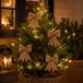 Decoris Kerst decoratie strikjes - op clip - 4 stuks - Beige - Polyester