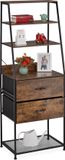 Merkloos Relaxdays Vintage rek, 2 laden, 5 planken, industrieel design, H x D: 164 x 60 x 41,5 cm, vrijstaande plank, zwart/bruin