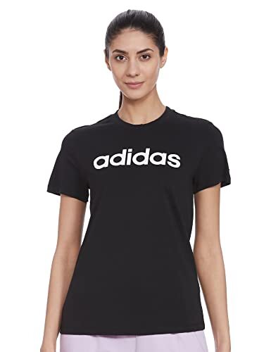 Adidas Dames W LIN T-shirt, zwart/wit, 2XS