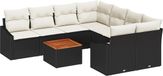 vidaXL Tuinbank Set 9-delig Zwart Polyrattan