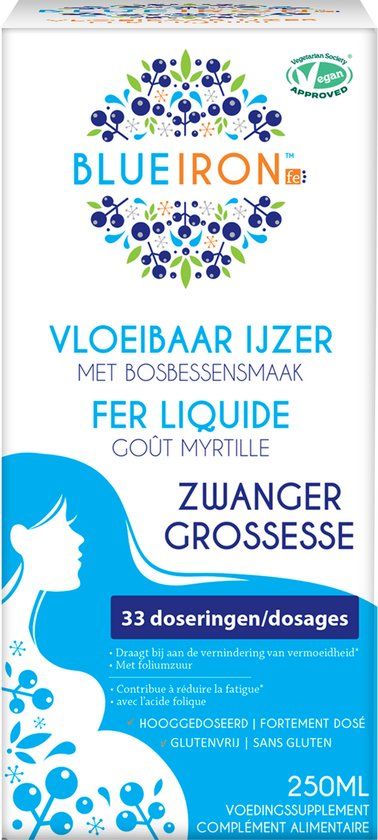 Blueiron Vloeibaar IJzer Elixer Zwanger - 250ml - 33 doseringen